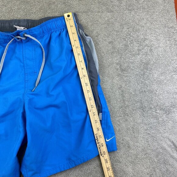 Nike Swim Shorts Adult Small Blue & Gray Drawstring Swimming 9in Inseam Men - Picture 7 of 11